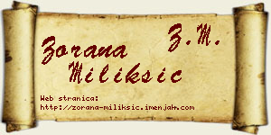 Zorana Milikšić vizit kartica